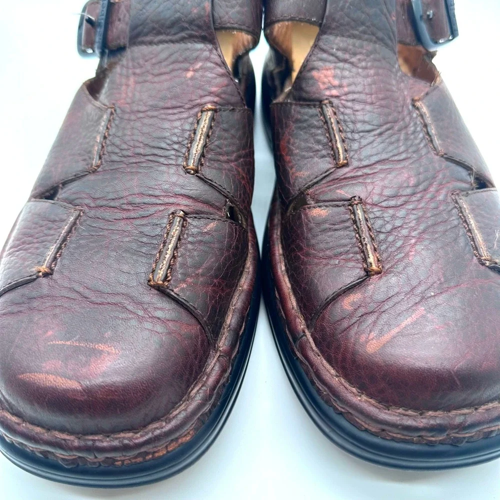 Josef Seibel Mens Brown Leather Fisherman Sandals Closed Toe Buckle Shoes Sz 44